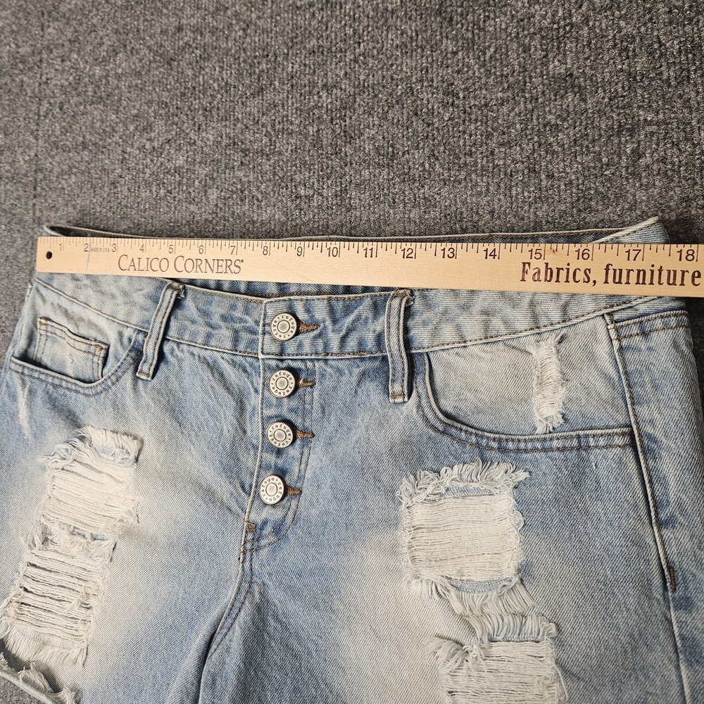 Refuge Women's Jean Shorts Cut Off Buttonfly Distressed Size 12 Festival Cowgirl - Picture 4 of 7